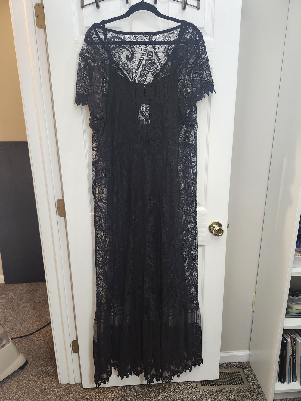 Torrid Black Lace Maxi Dress with Sheer Overlay, Torrid 3 = 3X, NWT
